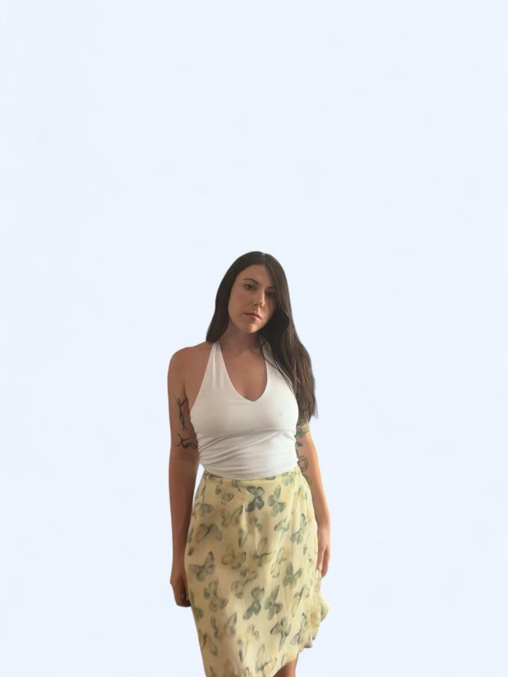 Yellow Butterfly-Print Mini Skirt - Women's Summer Skirt